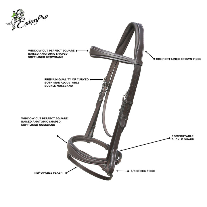 ExionPro Soft Raised Anatomical Bridle with Rubber Reins-Bridles-Bridles & Reins