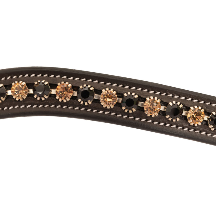 ExionPro Large Dual Coloured Glittering Black, Golden Crystal Browband-Browbands-Bridles & Reins