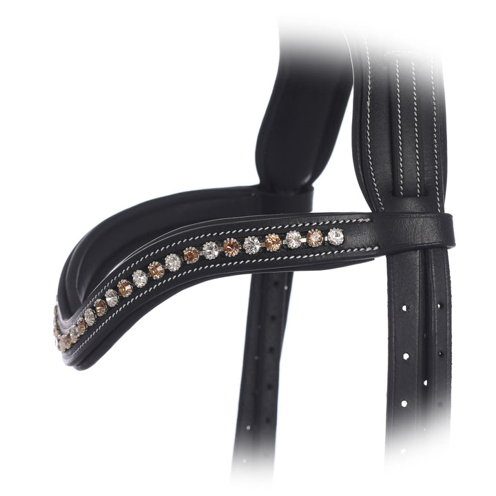 ExionPro Elegant Soft Padded Light Peach, Clear Crystal Browband-Browbands-Bridles & Reins