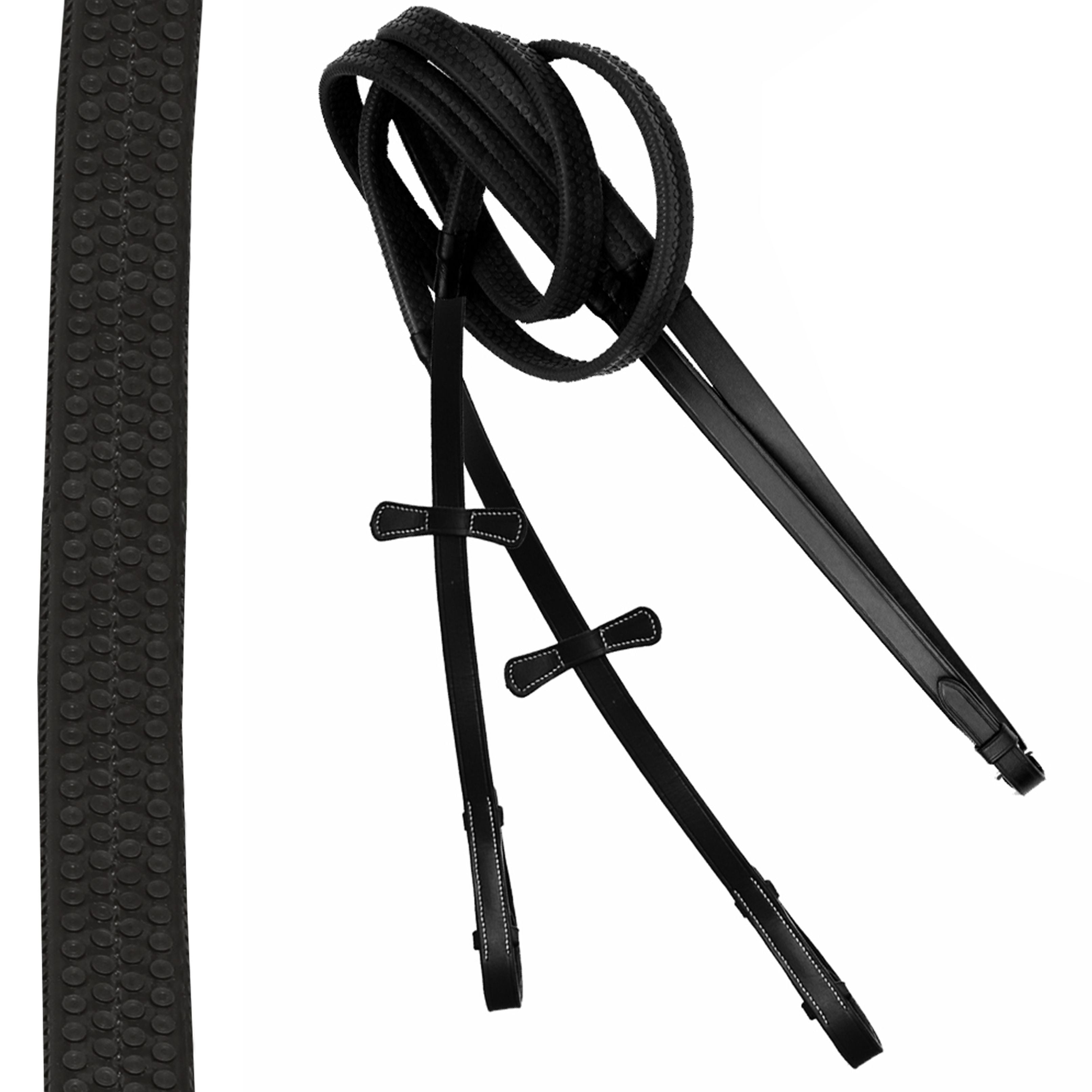 ExionPro PP Rubber Reins with Leaf Style Martingale Stoppers Bridles & Reins