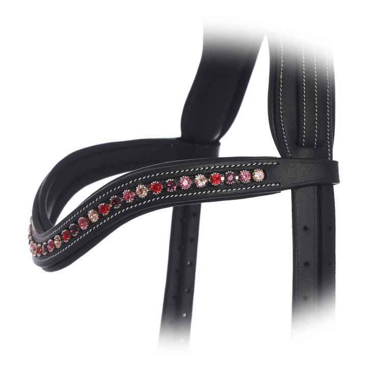 ExionPro Elegant Soft Padded Light Peach, Rose, Fuchsia, Light Siam Colored Crystal Browband-Browbands-Bridles & Reins