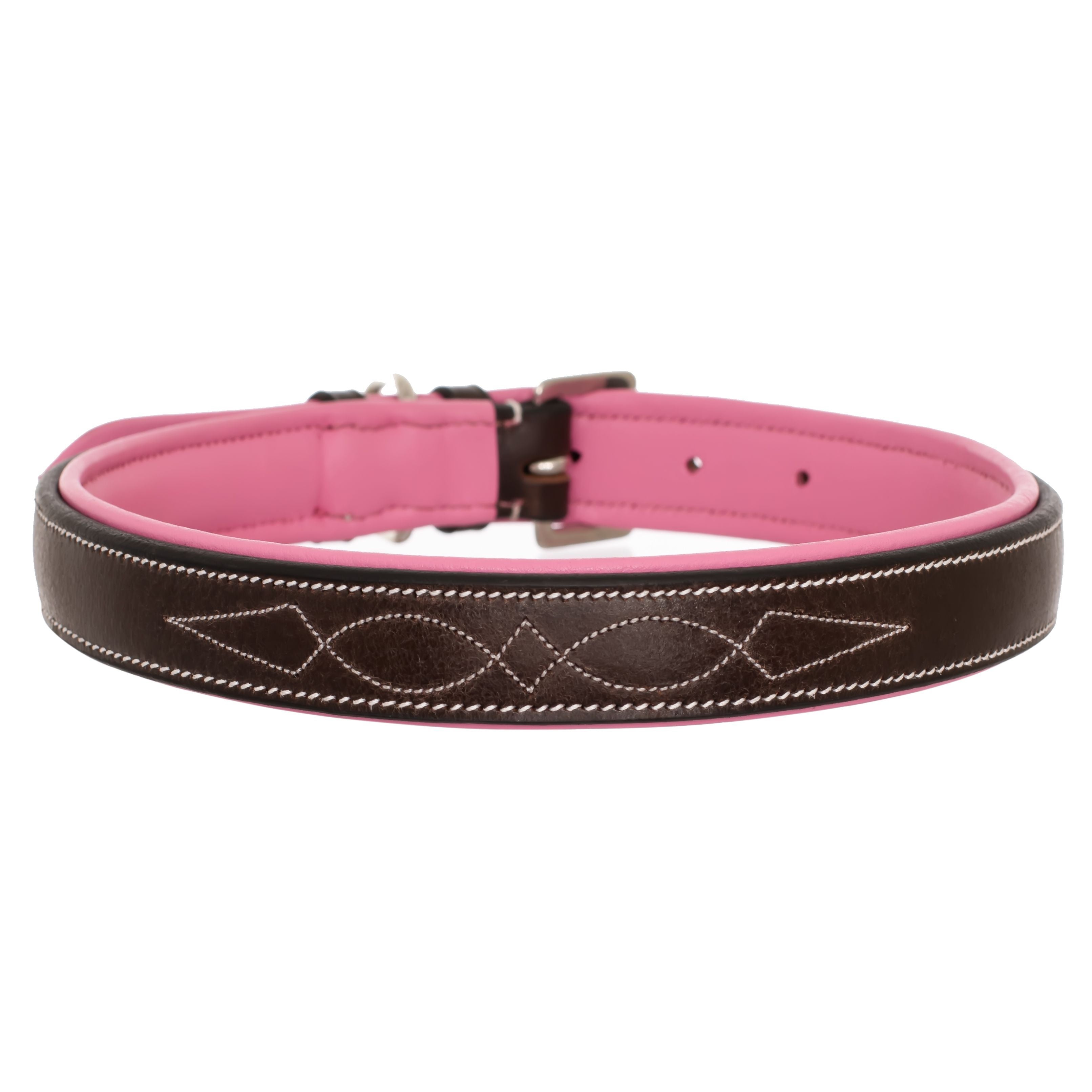 Hot Pink- Luxury Designer Monogram Empreinte Leather Dog CollarPet