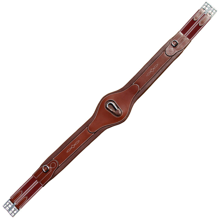 ExionPro Fancy Anatomic Snap Over Lay Girth - Burgundy Elastic with White Lines-Girths-Bridles & Reins