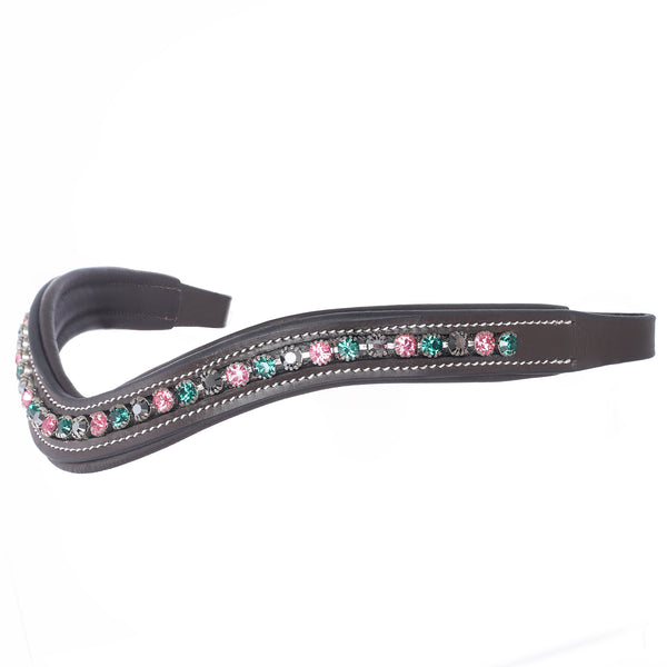 ExionPro Elegant Soft Padded Rose, Emerald, Jet Hematite Colored Crystal Browband-Browbands-Bridles & Reins