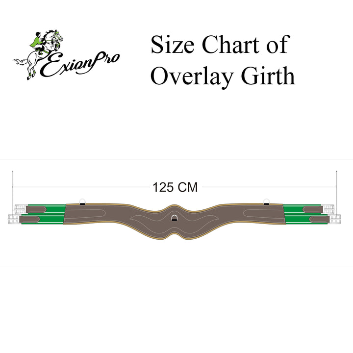 ExionPro Wave Over Lay Girth with Leather/Sheepskin Padding - Green Elastic with Yellow Lines-Girths-Bridles & Reins