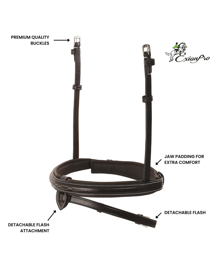 Replacement Noseband of ExionPro Designer Stitched Mono Crown Piece Snaffle Bridle-Nosebands-Bridles & Reins