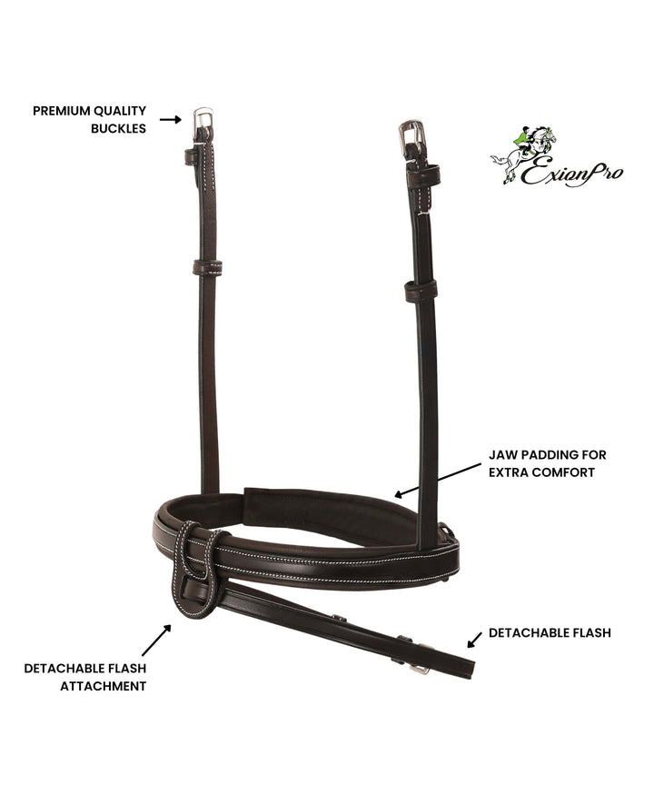 Replacement Noseband of ExionPro Fully Padded Snaffle Bridle with U Shaped Detachable Flash-Nosebands-Bridles & Reins