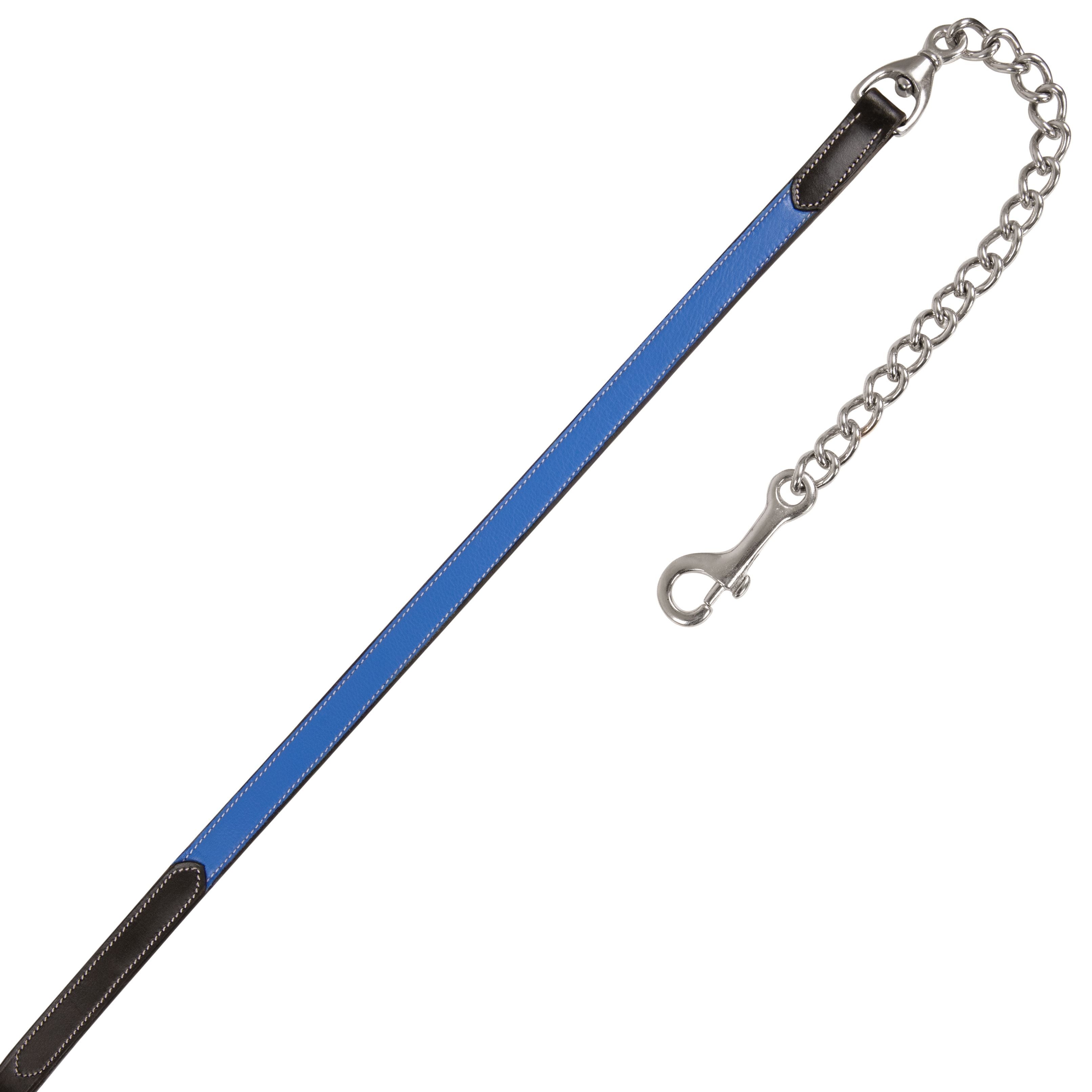 Best Lead Blue Ribbon ExionPro Duo-Tone Leather Lead with Chain - Blue – Bridles & Reins