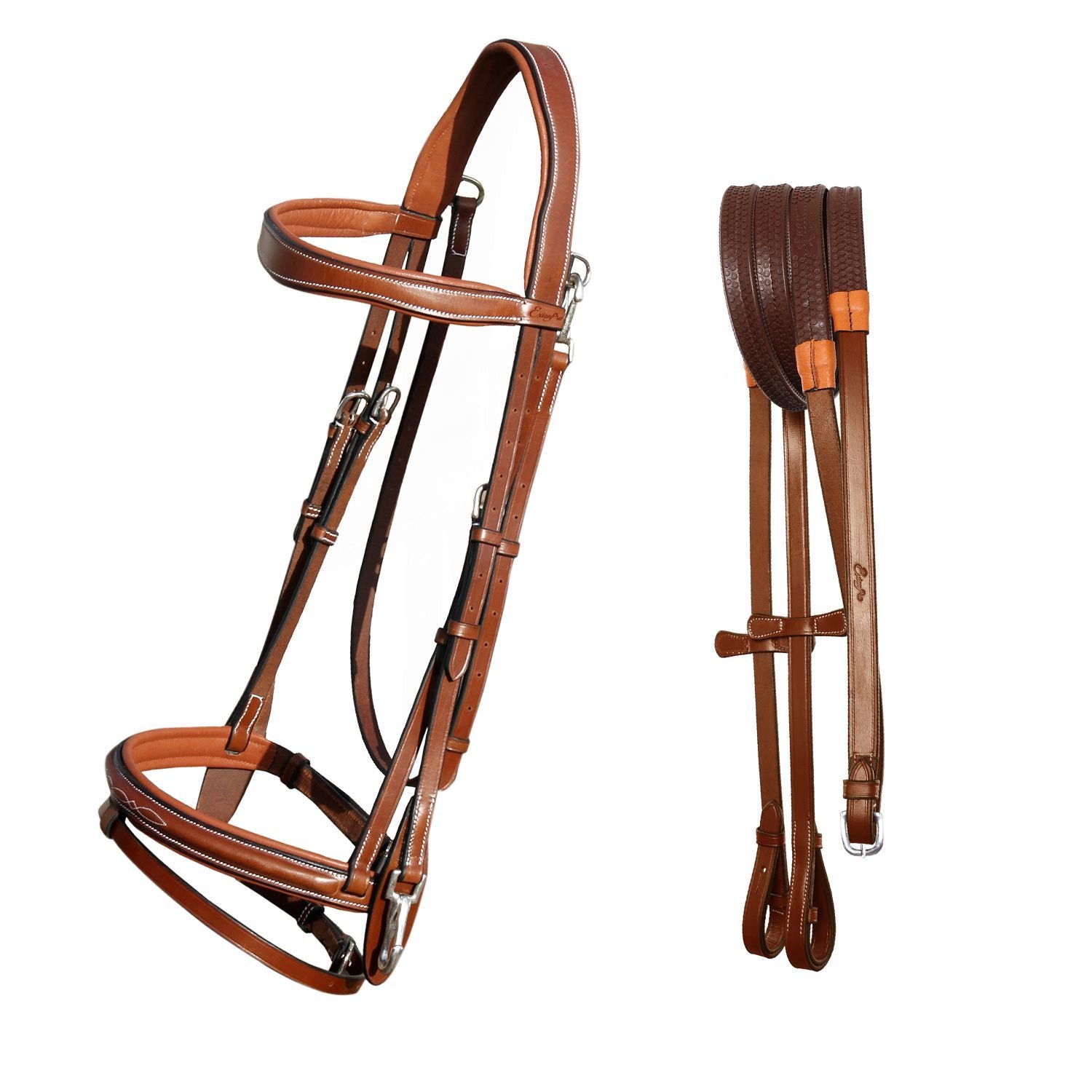 ExionPro Snap Snaffle Jumping Bridle with Rubber Reins for Horse
