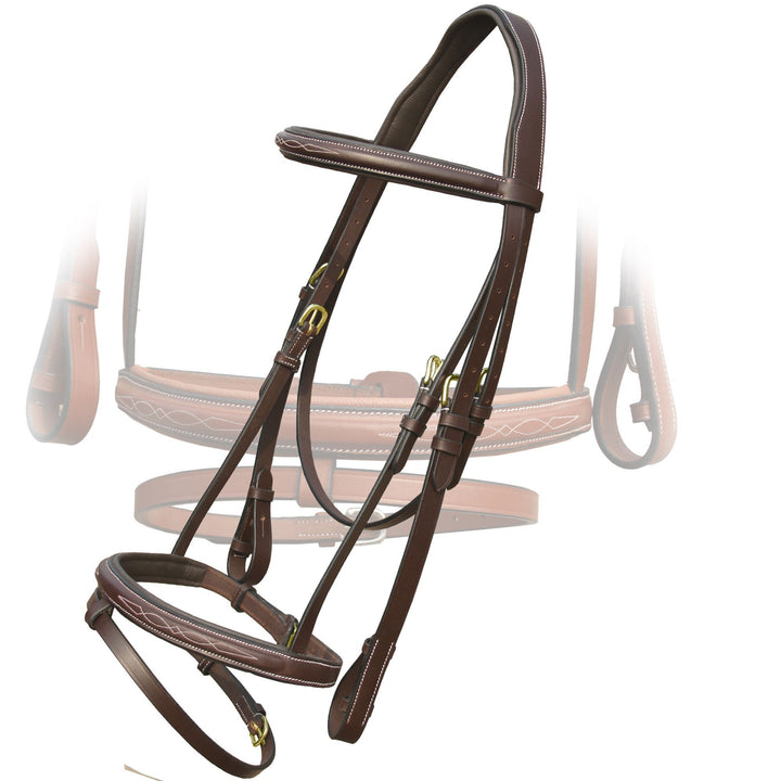 ExionPro Twin Designer Fancy Stitched English Snaffle Bridle with Reins-Bridles-Bridles & Reins