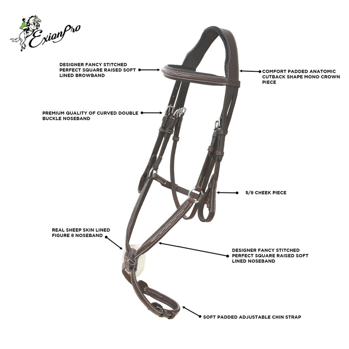 Replacement Crownpiece of ExionPro Designer Fancy Stitched Figure 8 English Bridle-Crownpiece-Bridles & Reins