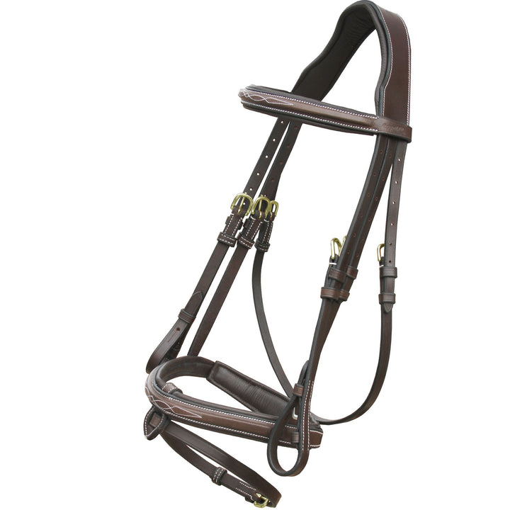 ExionPro Designer Stitched Mono Crown Piece Snaffle Bridle With Rubber Reins-Bridles-Bridles & Reins