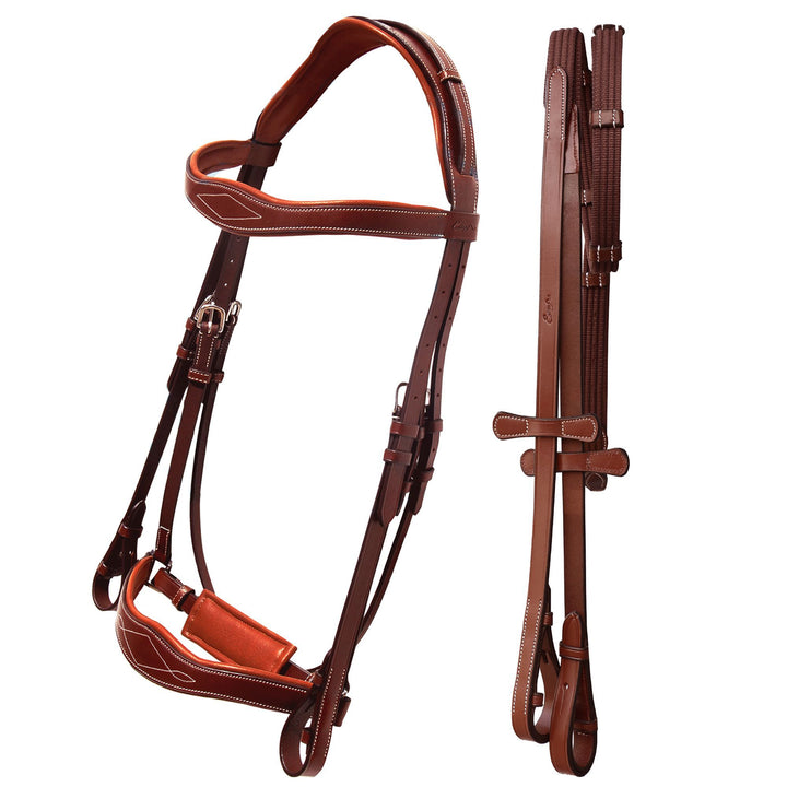 ExionPro Broad Wave Shape Designer Fancy Dressage Bridle & Web Reins-Bridles-Bridles & Reins