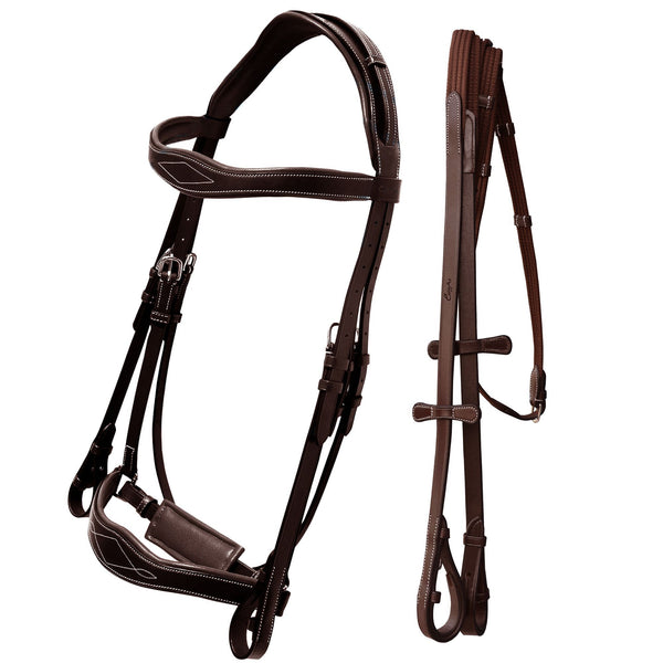 ExionPro Broad Wave Shape Designer Fancy Dressage Bridle & Web Reins-Bridles-Bridles & Reins