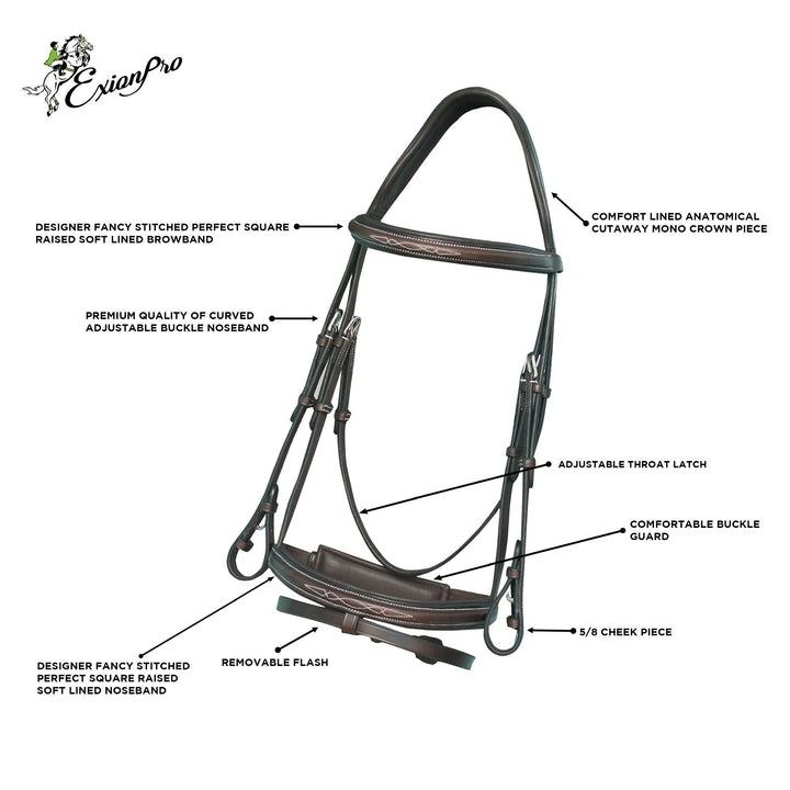 Replacement Crownpiece of ExionPro Designer Fancy Stitched Bridle-Crownpiece-Bridles & Reins