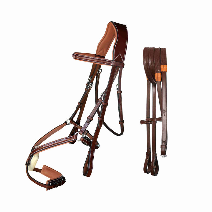 ExionPro Broad Crownpiece Designer Fully Adjustable Figure 8 Bridle with Reins-Bridles-Bridles & Reins