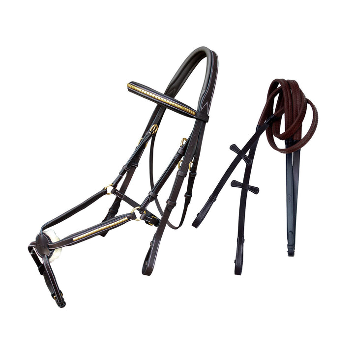 ExionPro Brass Clincher Figure 8 Bridle with Rubber Reins-Bridles-Bridles & Reins