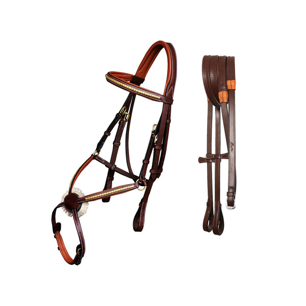 ExionPro Brass Clincher Figure 8 Bridle with Rubber Reins-Bridles-Bridles & Reins