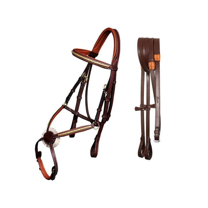 ExionPro Brass Clincher Figure 8 Bridle with Rubber Reins-Bridles-Bridles & Reins