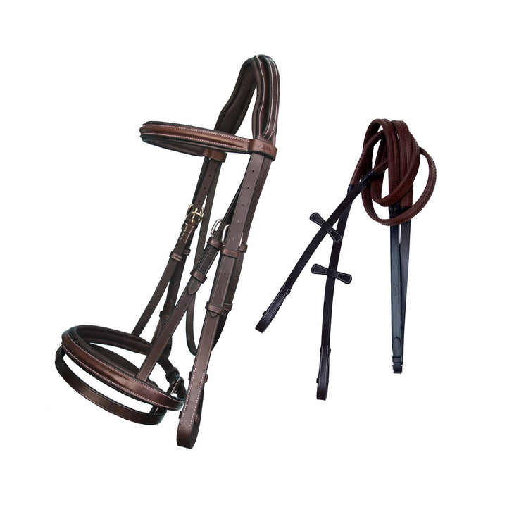 ExionPro Pressure Relief Crown Raised Padded Jumping Bridle with Reins-Bridles-Bridles & Reins