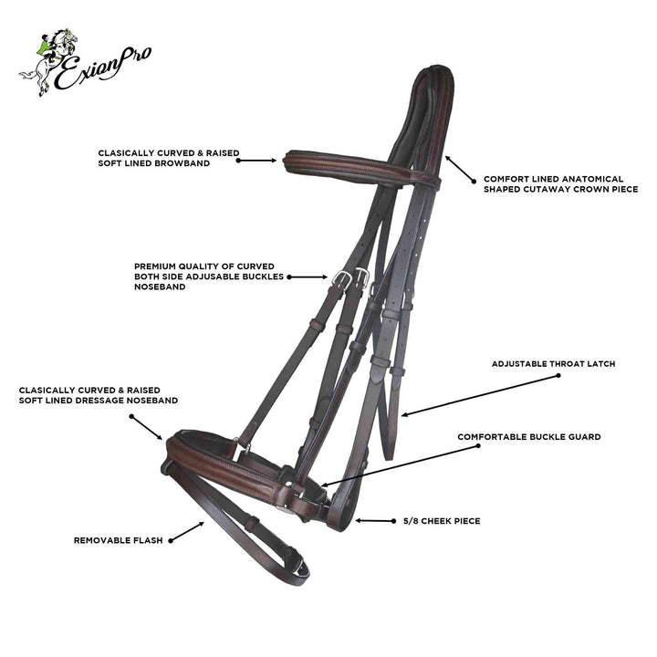 ExionPro Pressure Relief Crown Dressage Bridle with Web Reins-Bridles-Bridles & Reins