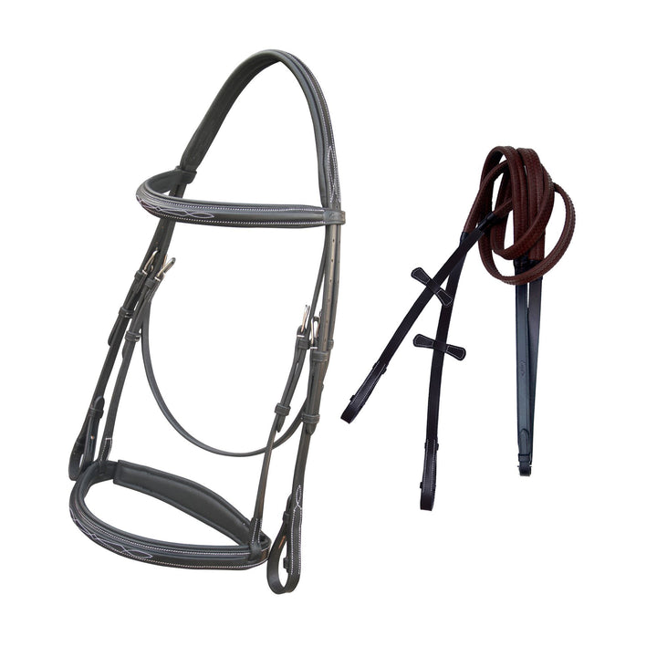 ExionPro Designer Fancy Snaffle Bridle with Rubber Reins-Bridles-Bridles & Reins