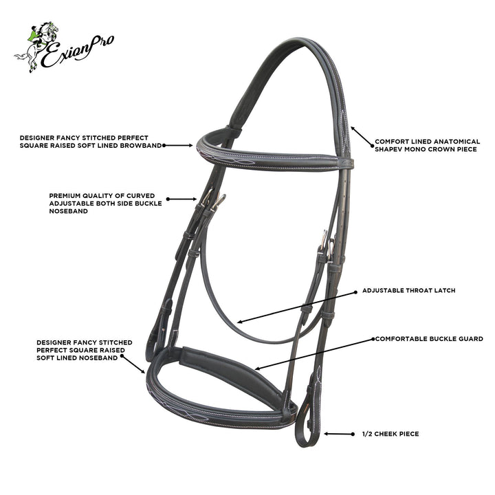 ExionPro Designer Fancy Snaffle Bridle with Rubber Reins-Bridles-Bridles & Reins