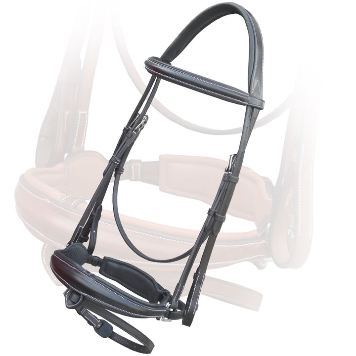 ExionPro Anatomical Dressage Bridle With Detachable Flash & Leather Stopper Reins-Bridles-Bridles & Reins