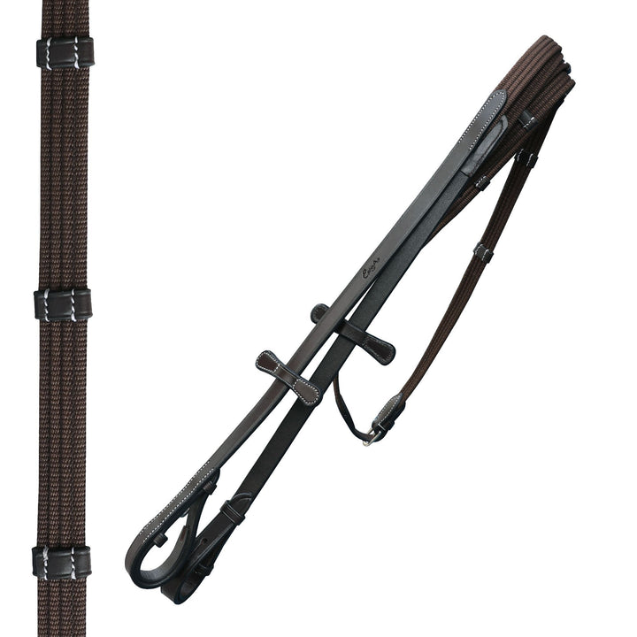 ExionPro Anatomical Dressage Bridle With Detachable Flash & Leather Stopper Reins-Bridles-Bridles & Reins