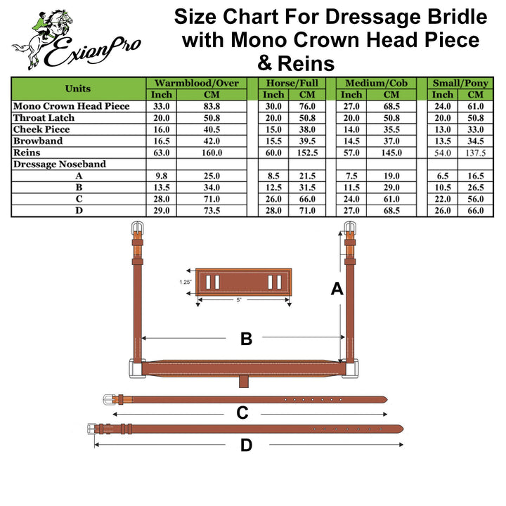ExionPro Anatomical Dressage Bridle With Detachable Flash & Leather Stopper Reins-Bridles-Bridles & Reins