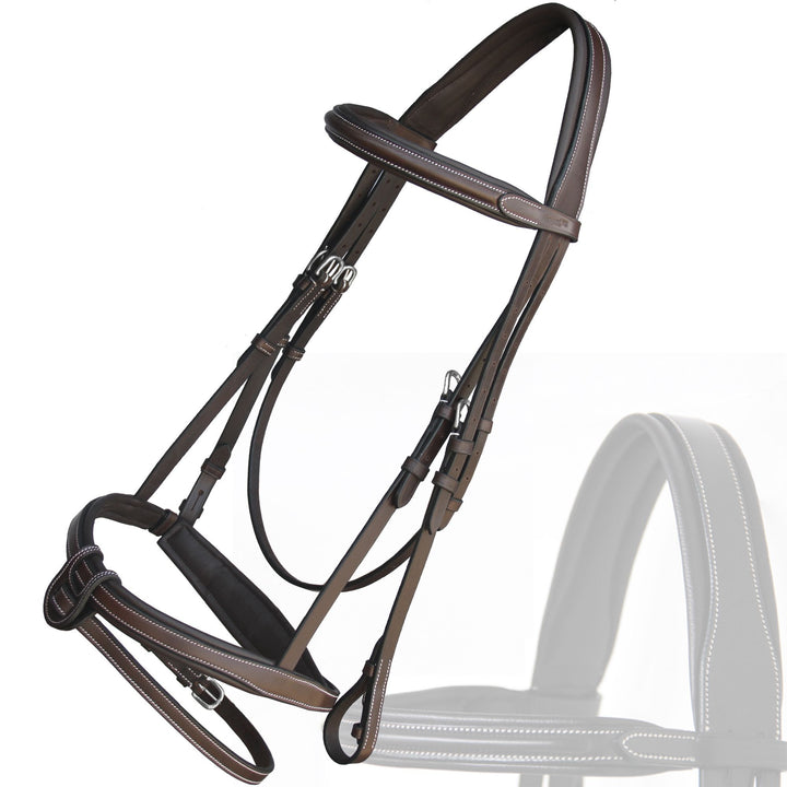 ExionPro Fully Padded Snaffle Bridle with U Shaped Detachable Flash & Reins-Bridles-Bridles & Reins