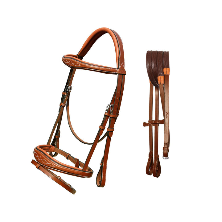 ExionPro Fancy Stitched Raised Anatomical Bridle with Rubber Reins-Bridles-Bridles & Reins