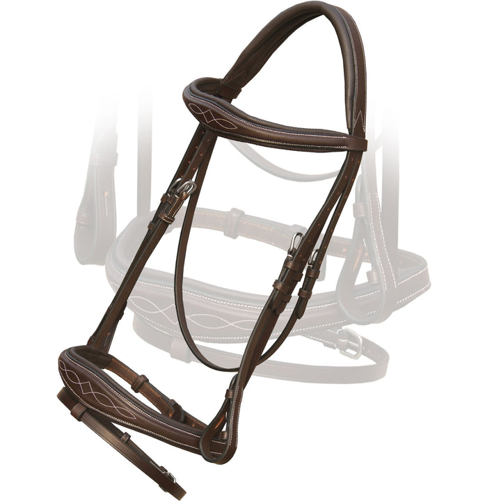 ExionPro Fancy Stitched Raised Anatomical Bridle with Rubber Reins-Bridles-Bridles & Reins