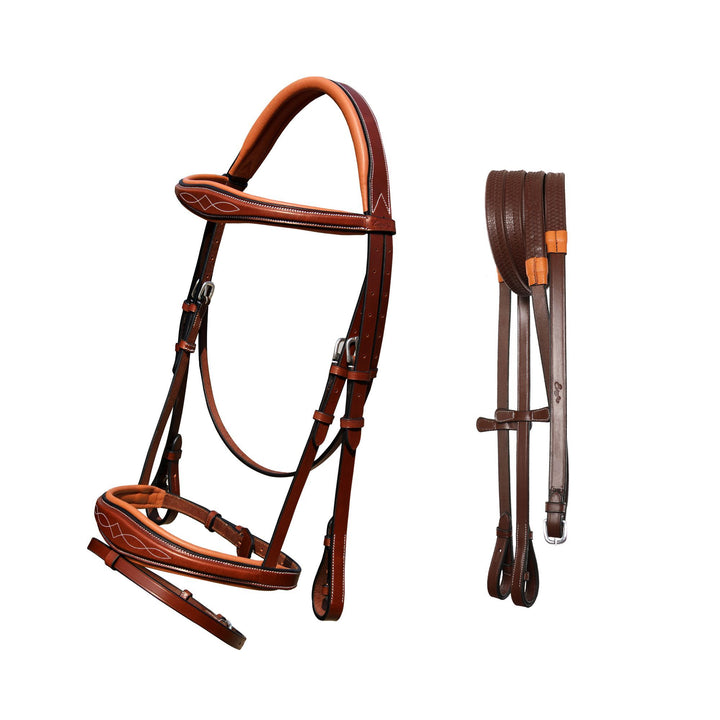 ExionPro Fancy Stitched Raised Anatomical Bridle with Rubber Reins-Bridles-Bridles & Reins