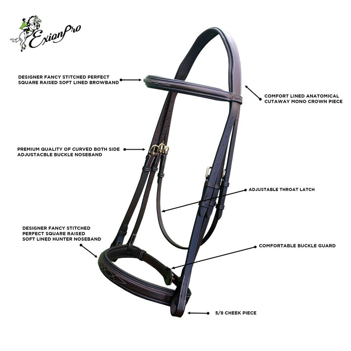 ExionPro Padded Hunter Bridle with Reins-Bridles-Bridles & Reins