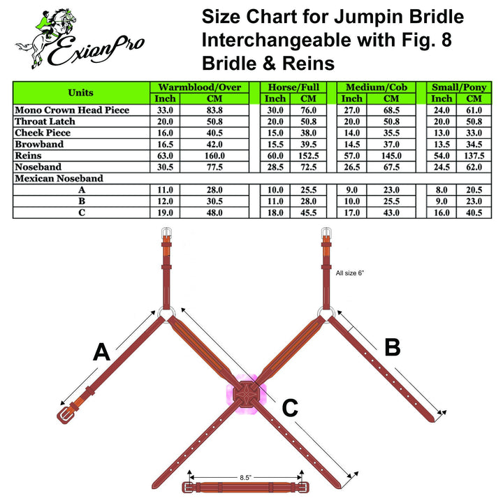 ExionPro Clincher Snaffle & Figure 8 Noseband Combo Bridle with Anti-Slip Reins-Bridles-Bridles & Reins