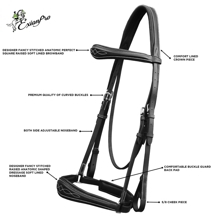 Replacement Crownpiece of ExionPro Fancy Raised Anatomic Dressage Hunter Bridle-Crownpiece-Bridles & Reins