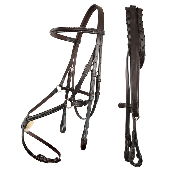 ExionPro Affordable Traditional Fancy Raised Figure 8 Bridle With Laced Reins-Bridles-Bridles & Reins