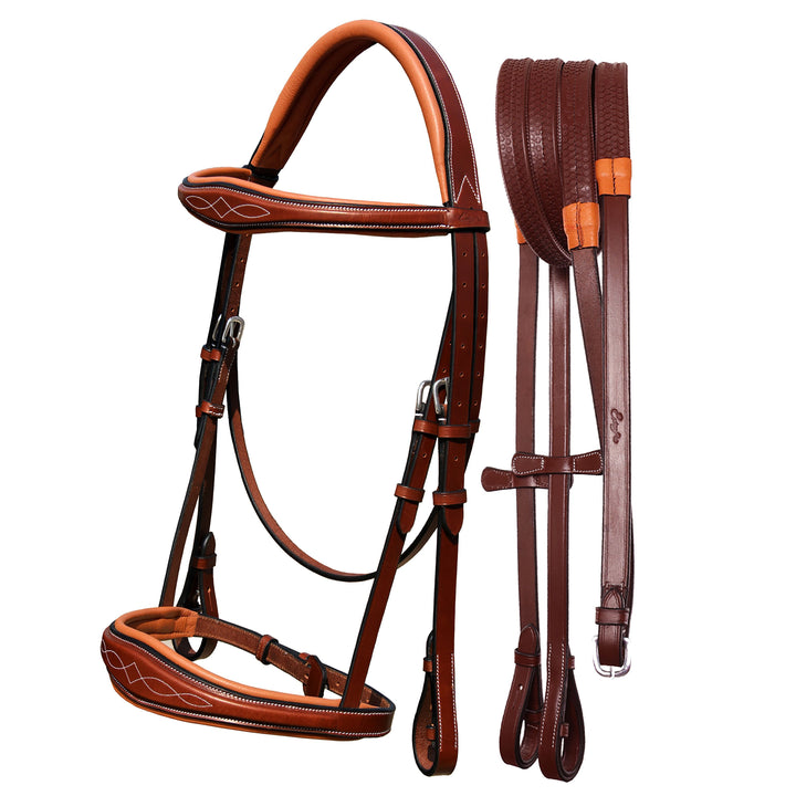 ExionPro Fancy Stitched Raised Anatomical Bridle without Flash with Reins-Bridles-Bridles & Reins