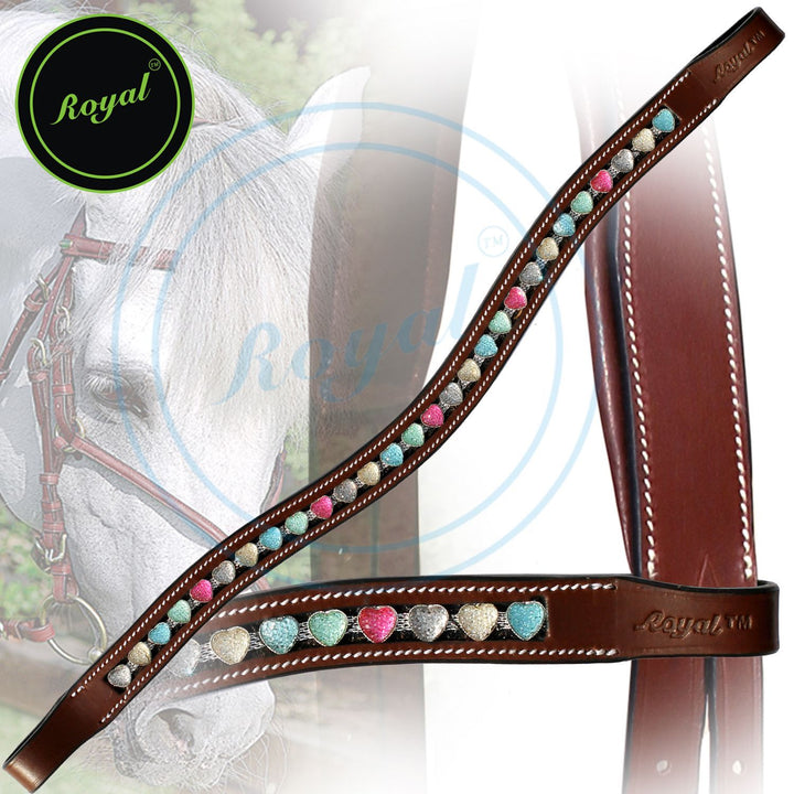 ExionPro Designer Tiny Multi Coloured Heart Crystal Browband-Browbands-Bridles & Reins