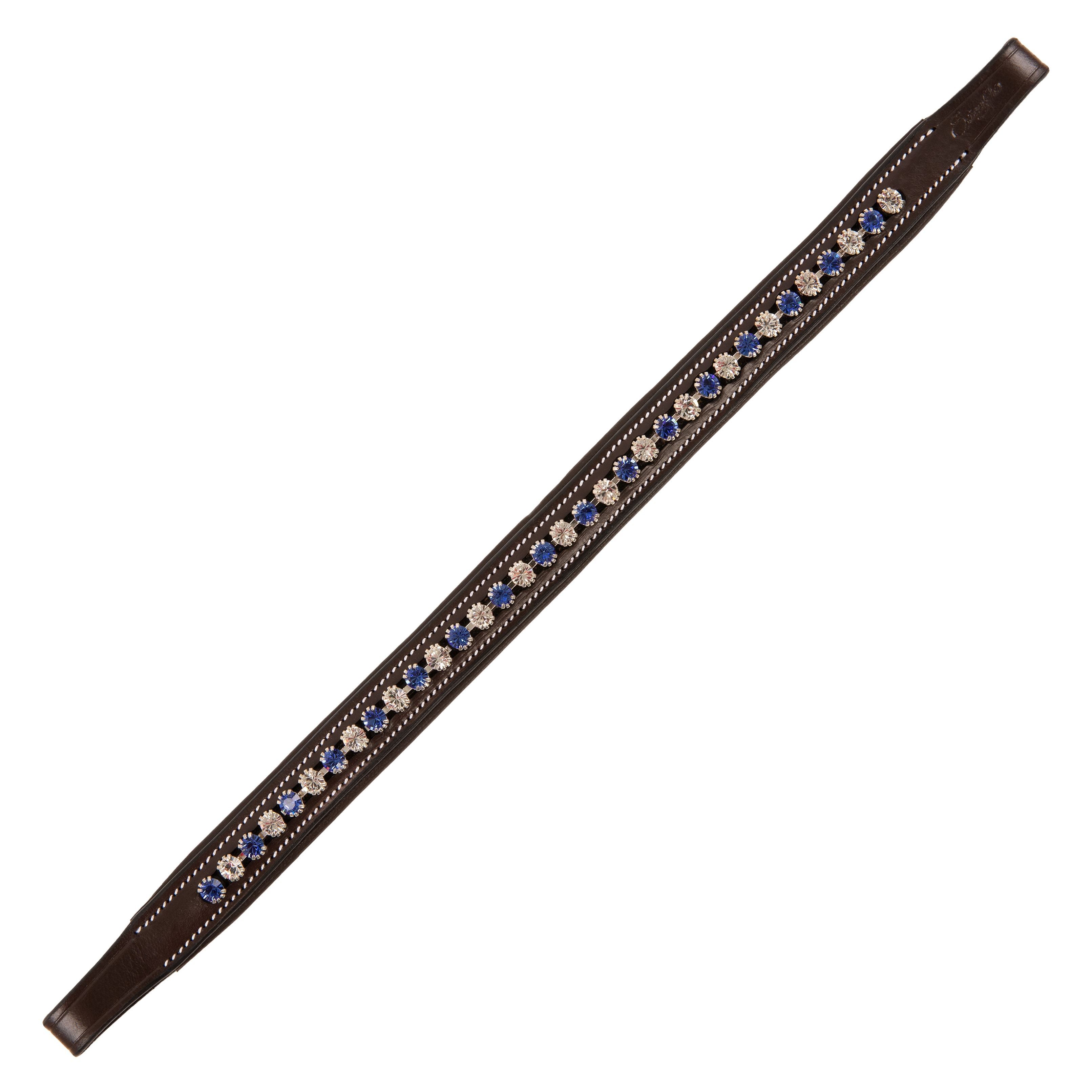 Exion Horse Browband For English Bridle | Curved Shape Padded Equestrian Browband For Show Dressage Clear Burgundy Crystal Horses Oak Brown Cob