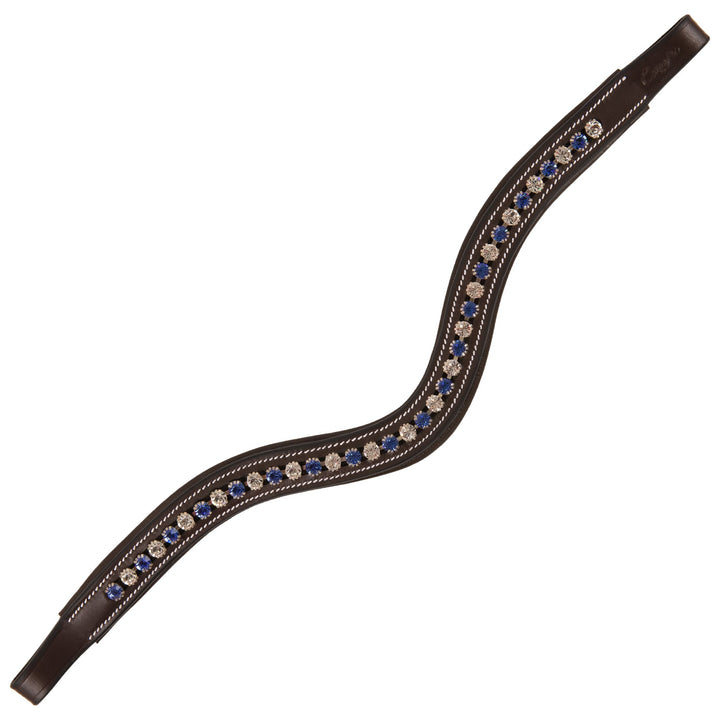 ExionPro Elegant, Attractive Blue & Alternative Clear U-Shaped Crystal Browband-Browbands-Bridles & Reins