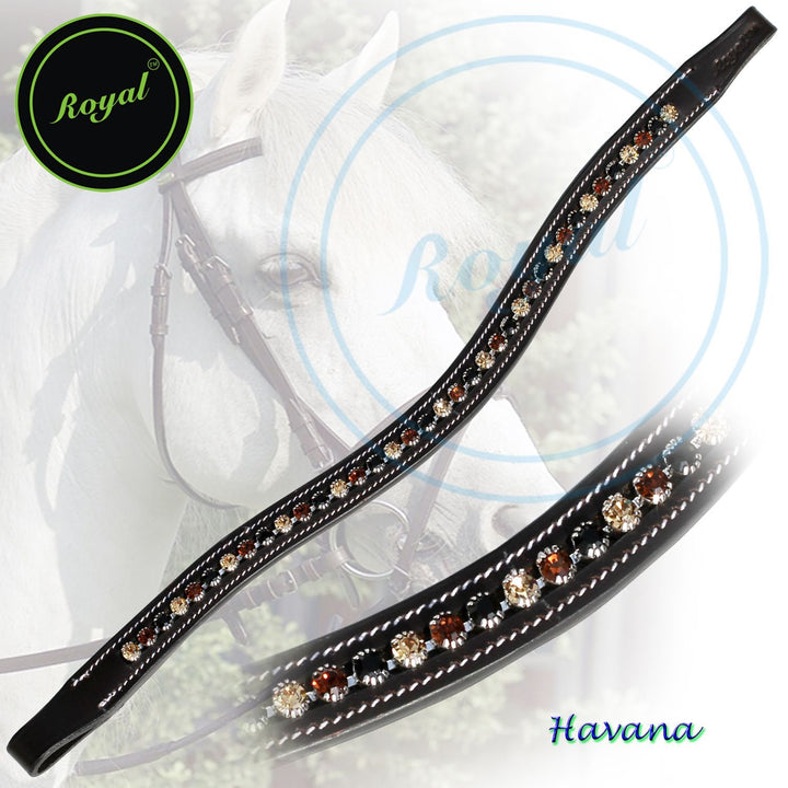 ExionPro Dual Colored Glittering Brown, Black and Golden Crystal Browband-Browbands-Bridles & Reins