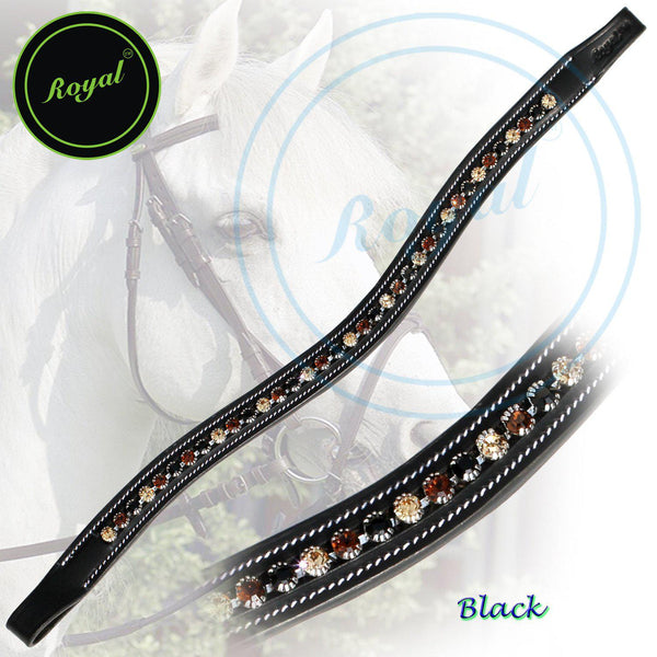ExionPro Dual Colored Glittering Brown, Black and Golden Crystal Browband-Browbands-Bridles & Reins