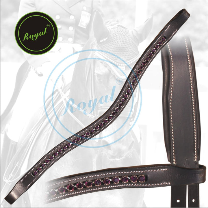 ExionPro Designer Transparent Maroon linked Crystal Browband-Browbands-Bridles & Reins