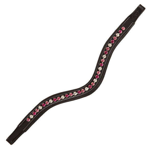 ExionPro Designer Clear Light Pink & Maroon linked Crystal Browband-Browbands-Bridles & Reins