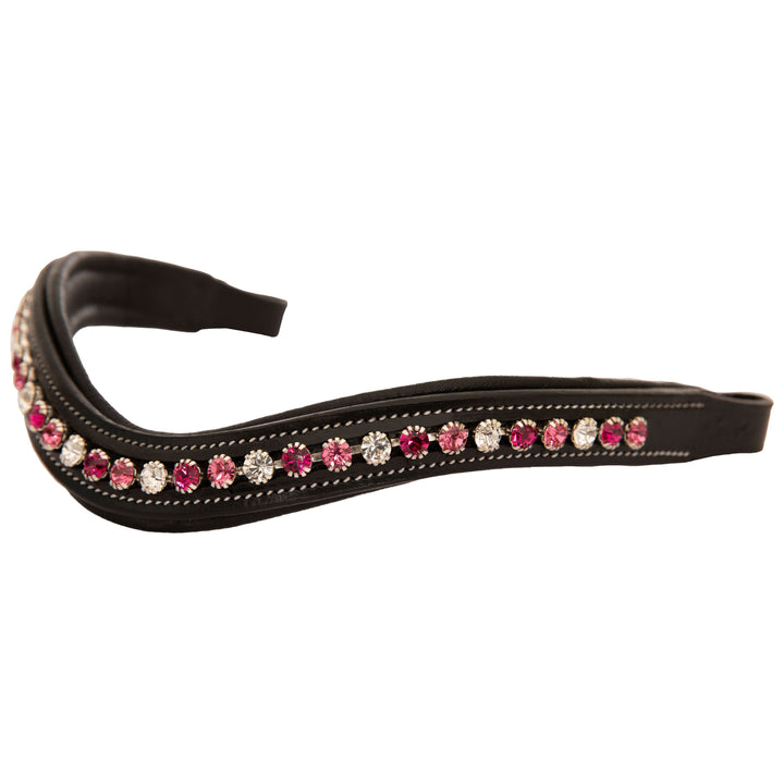 ExionPro Designer Clear Light Pink & Maroon linked Crystal Browband-Browbands-Bridles & Reins