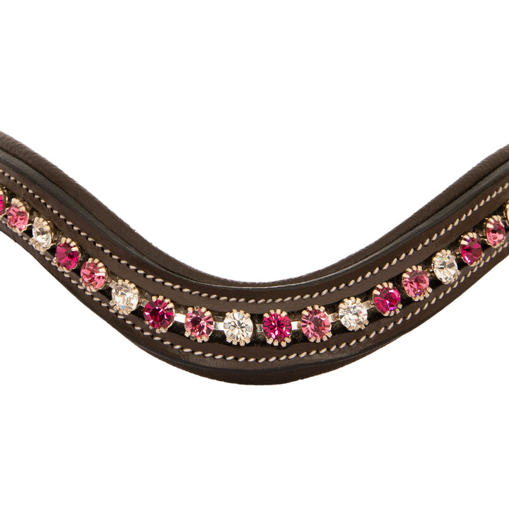 ExionPro Designer Clear Light Pink & Maroon linked Crystal Browband-Browbands-Bridles & Reins