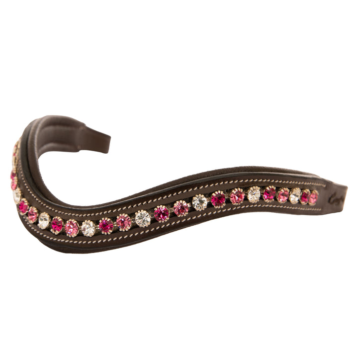 ExionPro Designer Clear Light Pink & Maroon linked Crystal Browband-Browbands-Bridles & Reins