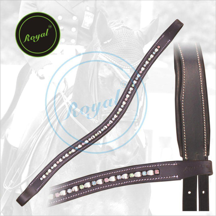 ExionPro Designer Alternate Silver Metallic With Multi Coloured Crystal linked Browband-Browbands-Bridles & Reins